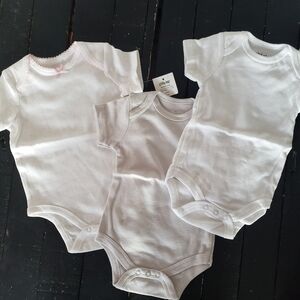 Baby Girl Bodysuit Bundle Lot of 3 White Grey Pink